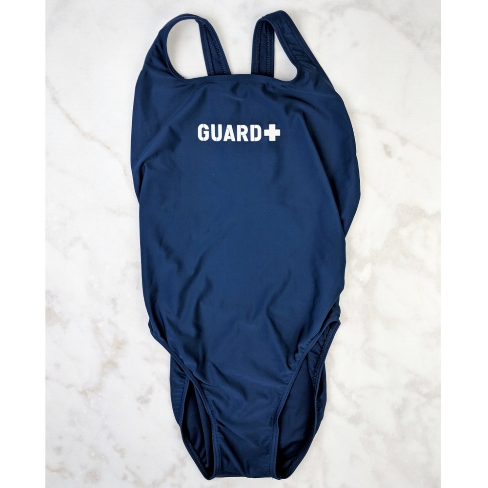 Dark Blue One Piece w/ Guard Graphic Lettering